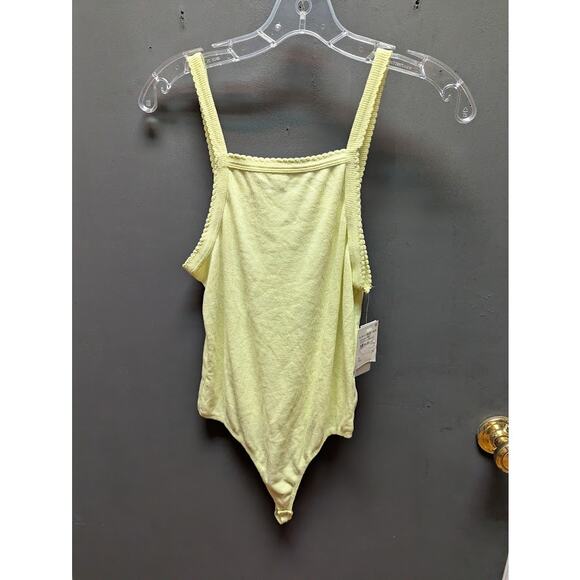 BP. Women's MEDIUM Square Neck Sleeveless Thong Bodysuit Green Luminary ribbed - Picture 2 of 6